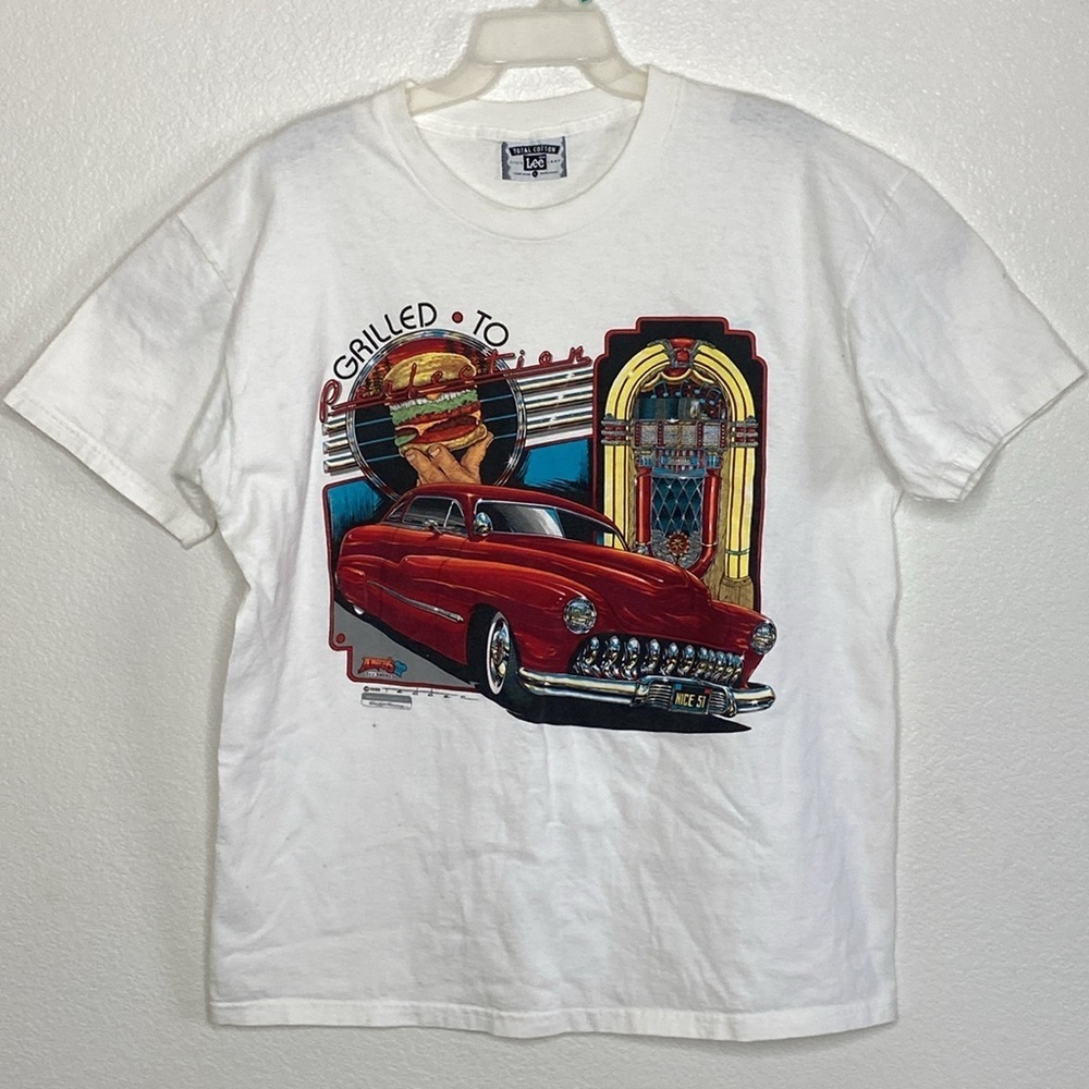 LEE Total Cotton Vintage Grilled to Perfection White T-Shirt Size L. Made in USA